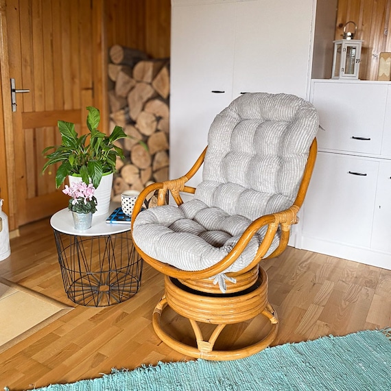 回転式ラタンチェア用紐付きロングクッション | 背もたれ付きシート