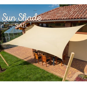 Square Sun Shade Sail with mounting set | SIZES | Patio Oxford Sun Shade Outdoor Awning | Waterproof Garden Shade Cloth Canopy