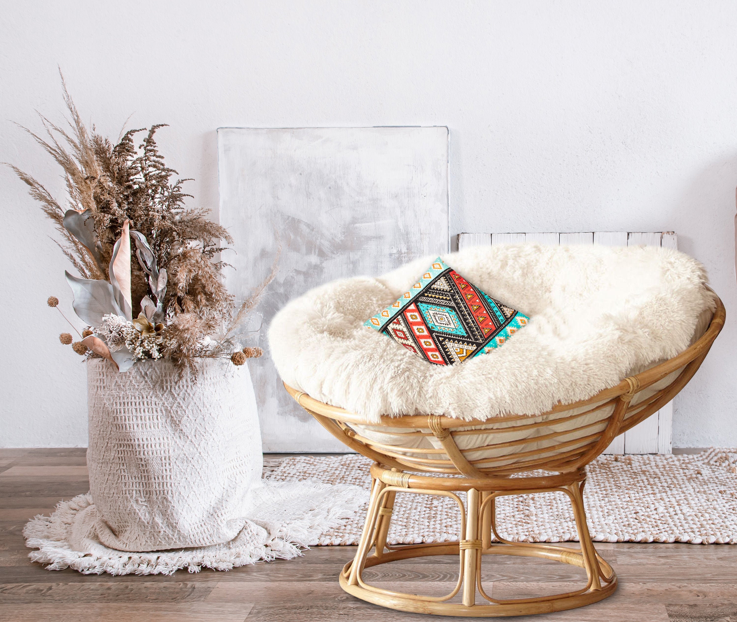 Shaggy Papasan Armchair Cushion Fluffy Cushion for Papasan Chair