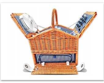 PICNIC BASKET, personalized picnic basket, 4 person, picnic basket with equipment and thermal bag, personalized company gifts,