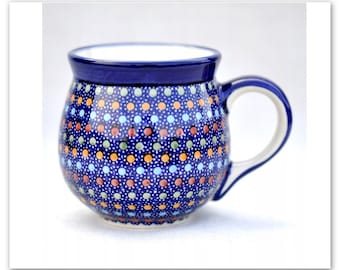 BECHER 300ml Handbemalte Keramik polnische Steinzeug Boleslawiec Vintage Kaffeetasse Folklore Tasse rustikale Bunzlau Keramik Neues Zuhause Geschenk, Teetassen