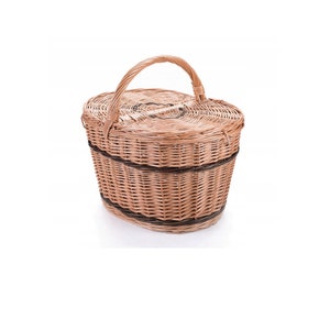 Panier en osier, panier pique-nique, panier en osier, panier pique-nique avec tissu décoratif, cadeaux personnalisés, style campagnard image 6