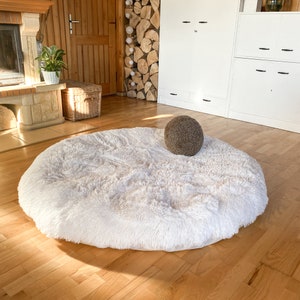 Shaggy Fluffy Floor Sitting Pillow | Custom cushion + removable pillowcase | Round Large  Pillow | Reading Nook Cushion | floor sitting kids