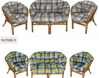 3 Copricuscini Da Esterno Per Divanetto E Sedie – Set Vimini Rattan, 91x45 E 45x45 Cm