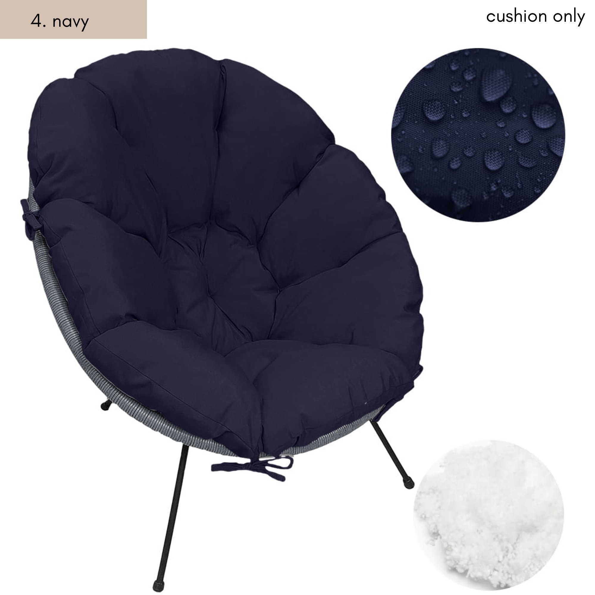 Papasan Sitzkissen Rund 60x60cm - Gepolstertes Stuhlkissen Für Garten & Balkon