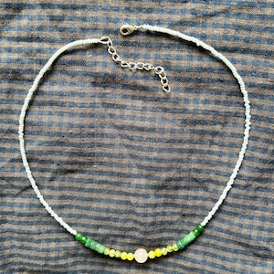 Ombre Green and Pink Gemstone Necklace - 16&quot;