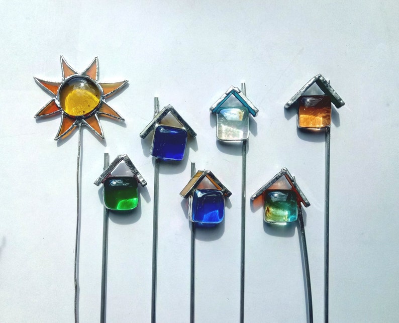 Unique fairy garden accessories Small Birdhouse stakes for Etsy