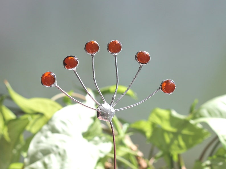 Stained Glass Flower Pot Plant Stakes Black and White Cats Etsy
