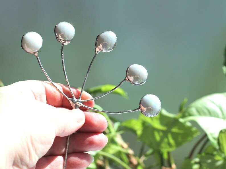 Stained Glass Flower Pot Plant Stakes Black and White Cats Etsy