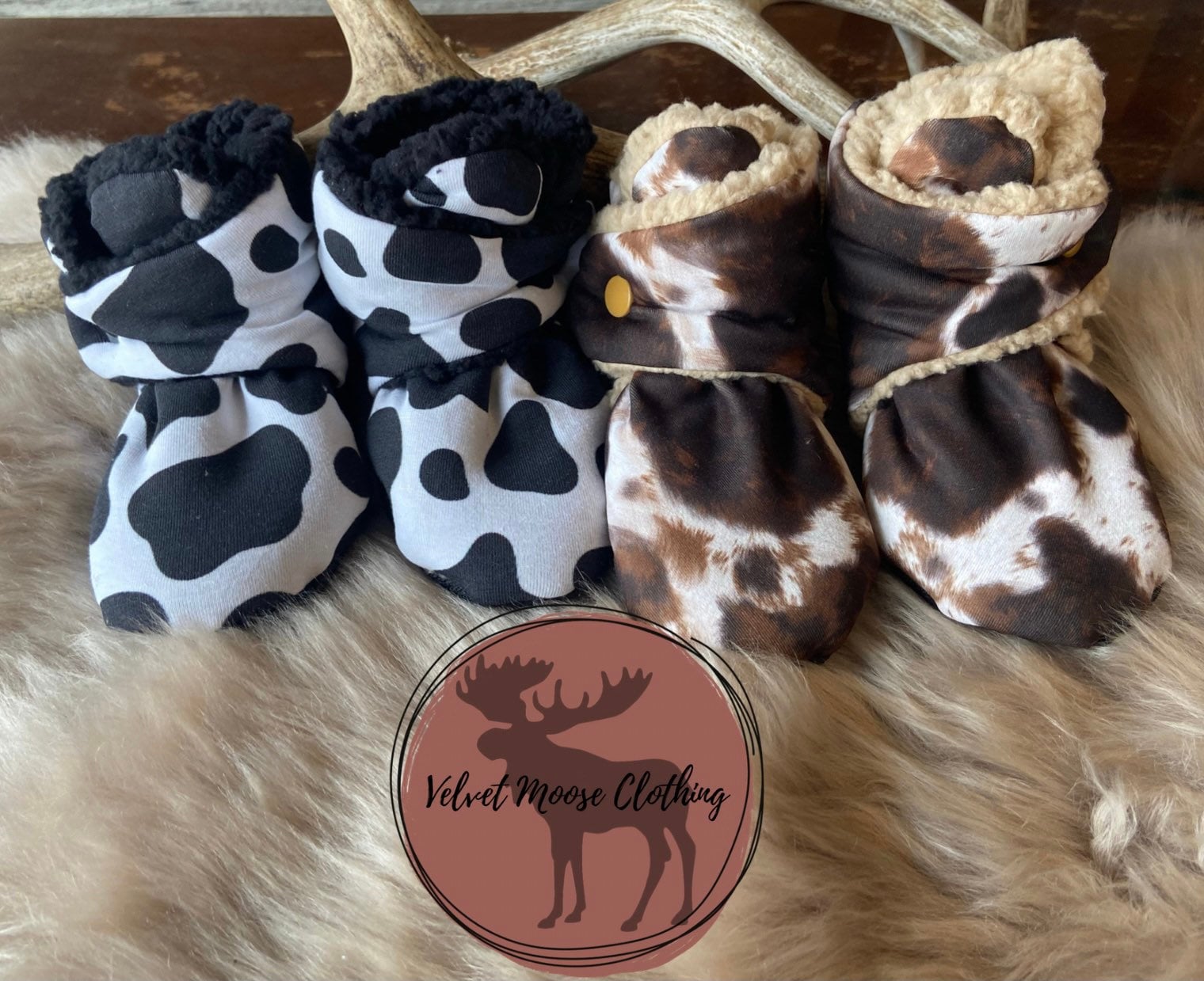Childrens Cow Print Slipper Boots - Etsy