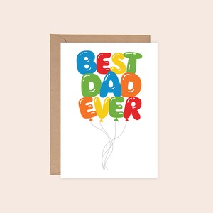Beste Dad überhaupt Bunte Spaß Luftballons Schriftzug Vatertag Grußkarte Sofort Digital Download PDF Umschlag druckbar für Väter
