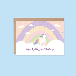 Magical Unicorn Birthday Card: Printable Rainbow Theme (Digital Download)