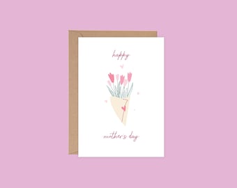 Floral Tulip Bouquet Mother's Day Card (Printable Digital Download)