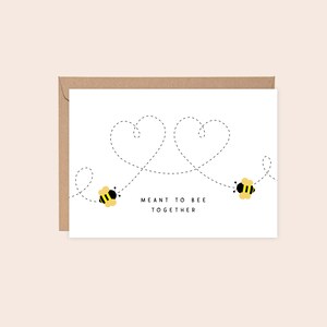 IMPRIMIBLE destinado a Bee Together Tarjeta de felicitación de feliz aniversario, Descarga digital instantánea, sobre, Tarjeta linda de amor de corazón de abeja para parejas