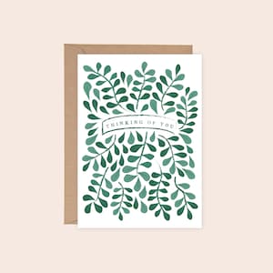 IMPRIMABLE Je pense à vous, feuilles vertes d'eucalyptus, sympathie, condoléances, soutien sincère, carte de voeux, téléchargement numérique instantané
