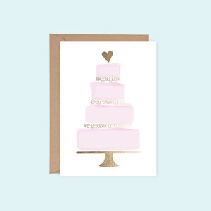 IMPRIMIBLE Rosa y Oro Abstracto 4 Nivel Pastel de Boda Aniversario Amor Tarjeta de Felicitación Descarga Digital Instantánea PDF