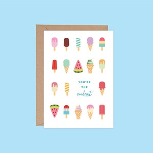 DRUCKBAR Sie sind die coolste Popsicle Eiscreme alles Gute zum Geburtstag Grußkarte, sofort digitaler Download, Spaß Sommer-Geburtstag