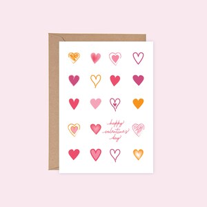 IMPRIMIBLE Feliz Día de San Valentín Corazón Amor Tarjeta de Felicitación con Corazones de Oro Rosa Rojo Descarga Digital Instantánea sobre imprimible para parejas