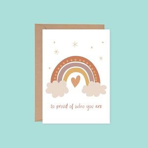 Carte d'affirmation de coeur bohème arc-en-ciel si fier de vous à imprimer, carte de voeux pliable en téléchargement numérique instantané, enveloppe imprimable