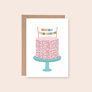 Printable Happy Birthday Banner Confetti Cake Card (Digital Download)