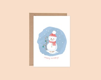 Snowman Holiday Card: Printable Christmas Greeting (PDF)