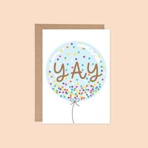 PARA IMPRIMIR Yay Colorido Confete Balão Azul Parabéns Aniversário Feliz Orgulhoso Cartão de Saudação Download Digital Instantâneo Mais Vendido