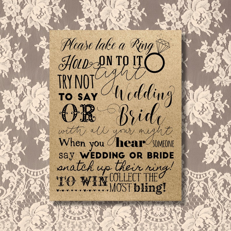 Dont Say Bride Bridal Shower Game Printable Rustic Games - Etsy