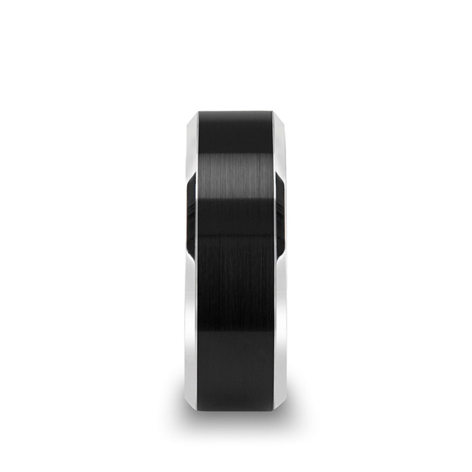 Dark Ceramic Ring, Men's Elegant Jewelry, Brush Center Ring, Black ...