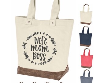 Diaper Bag Birthday Mom Bag White Canvas Cute Tote Bags Pink Mothers Day Gifts Wife Gifts Wife Mom Boss Tote Bag Black