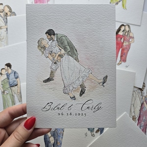 Remote Wedding guest portrait favors, budget friendly, unique wedding ideas, watercolor illustrations sketches, entertainment custom image 10