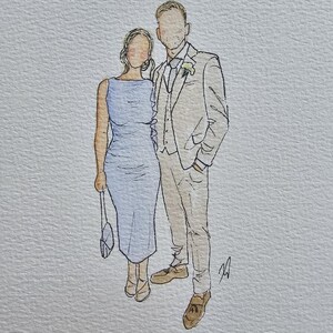 Remote Wedding guest portrait favors, budget friendly, unique wedding ideas, watercolor illustrations sketches, entertainment custom image 9