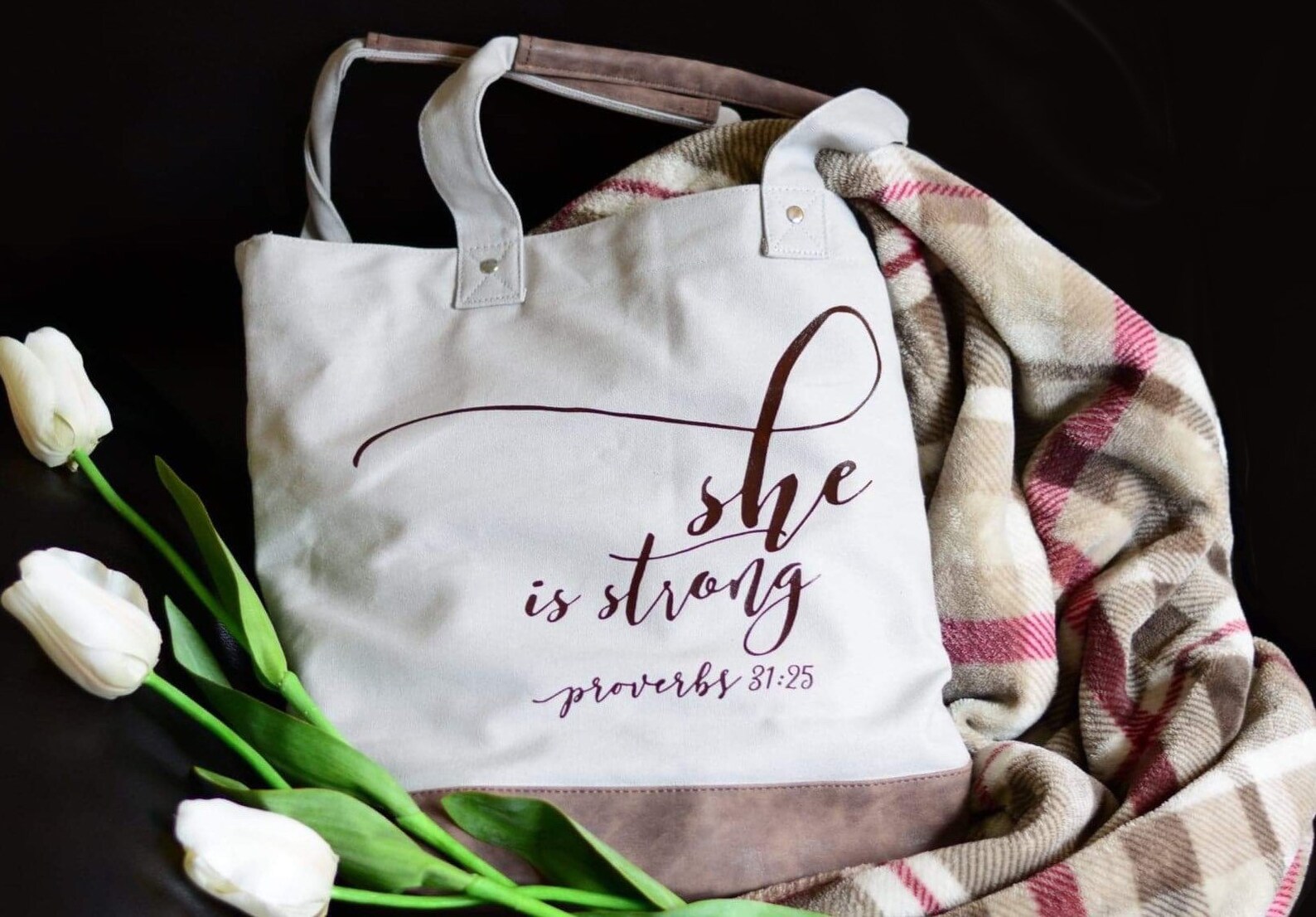 Proverbs 31 canvas leather tote bag purse shoulder messenger Etsy