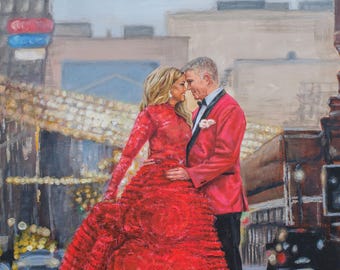 Live Wedding Canvas Painting, bride and groom, many sizes available, travel anywhere, luxury wedding gift, guest favors, registry ideas