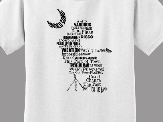 Mikey Houser Wordle Art Silhouette White T Shirt Widespread Panic Small Medium Xxl