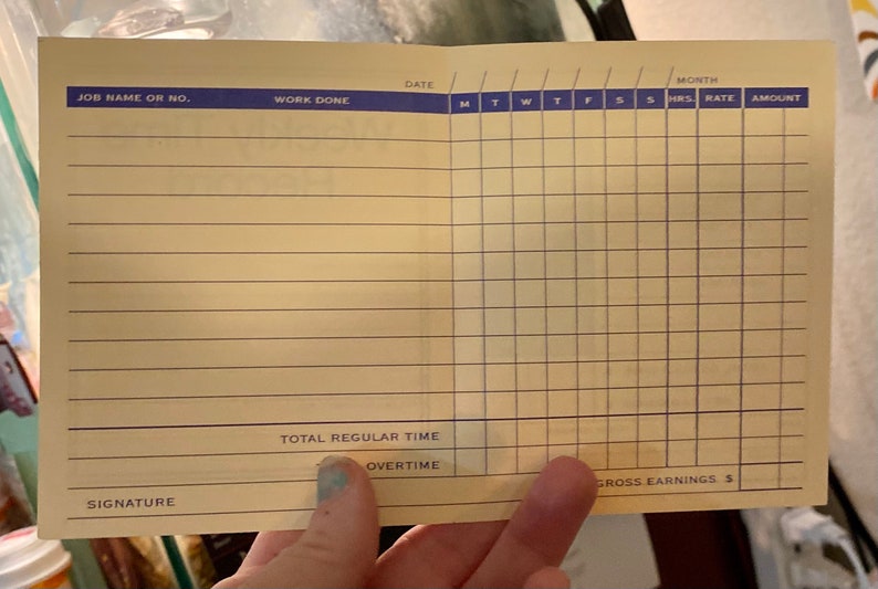 10 Pocket Time Cards Etsy