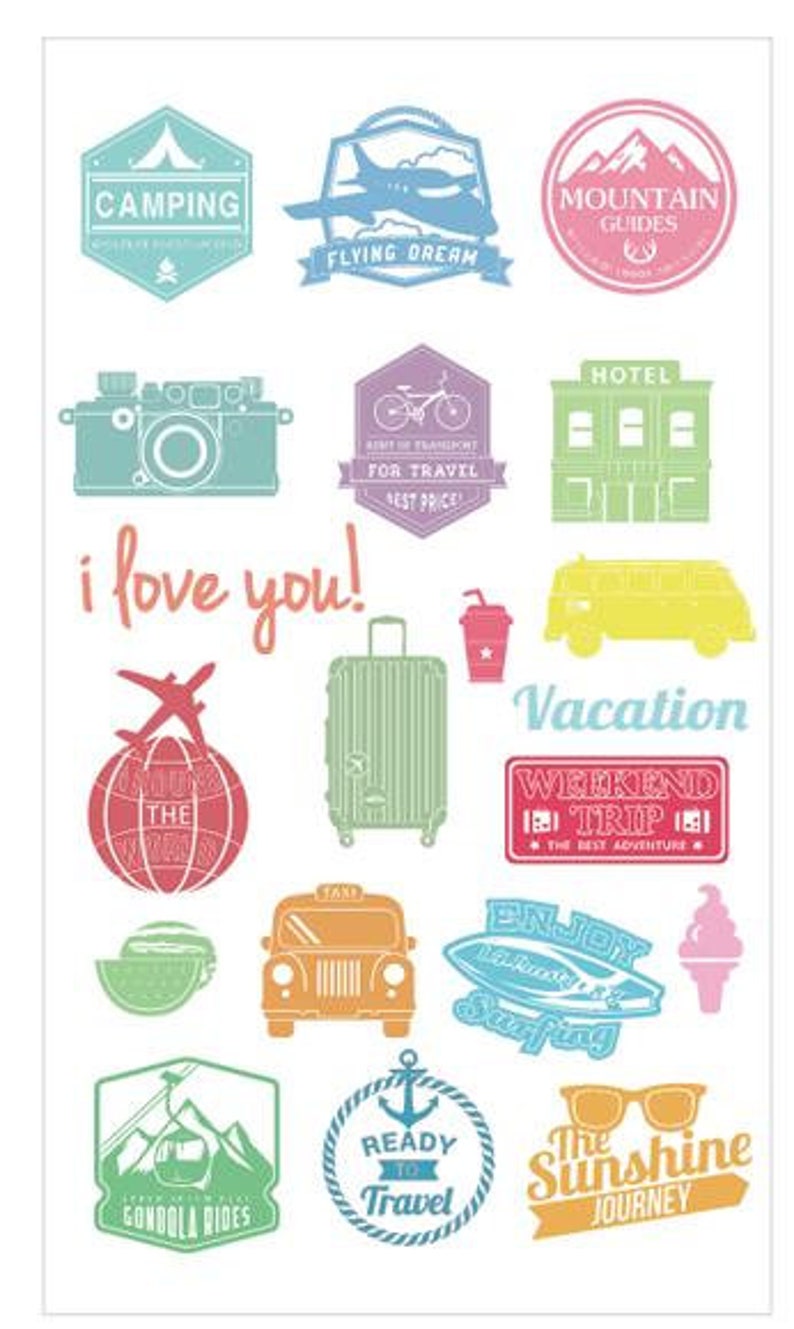Set of 4 Travel Stamps Travelling Stamp Set of 4 Clear Stamp Sheets