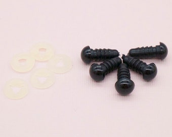 7 mm black plastic safety eyes (10 PAIRS) for craft, amigurumi, crochet, stuffed toys