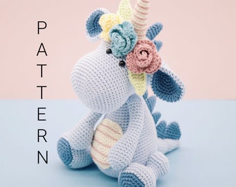 Amigurumi crochet pattern - Bobby the Dinocorn (ENGLISH ONLY)