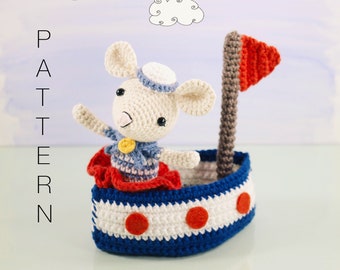 Amigurumi crochet pattern - Saltee the sailor mouse (ENGLISH ONLY)