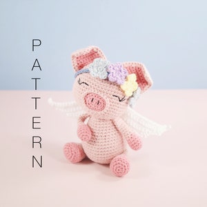 Amigurumi crochet pattern Pippa the pig angel ENGLISH ONLY image 1