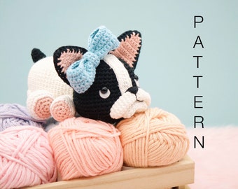 Amigurumi crochet pattern - Belle the boston terrier puppy dog (ENGLISH ONLY)