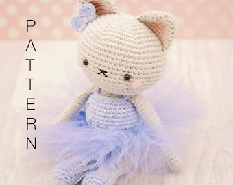 Amigurumi haakpatroon - Sylvie de ballerina kitten kat (ALLEEN ENGELS)