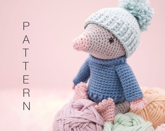 Patron Amigurumi au crochet - Moochie la taupe (EN ANGLAIS UNIQUEMENT)