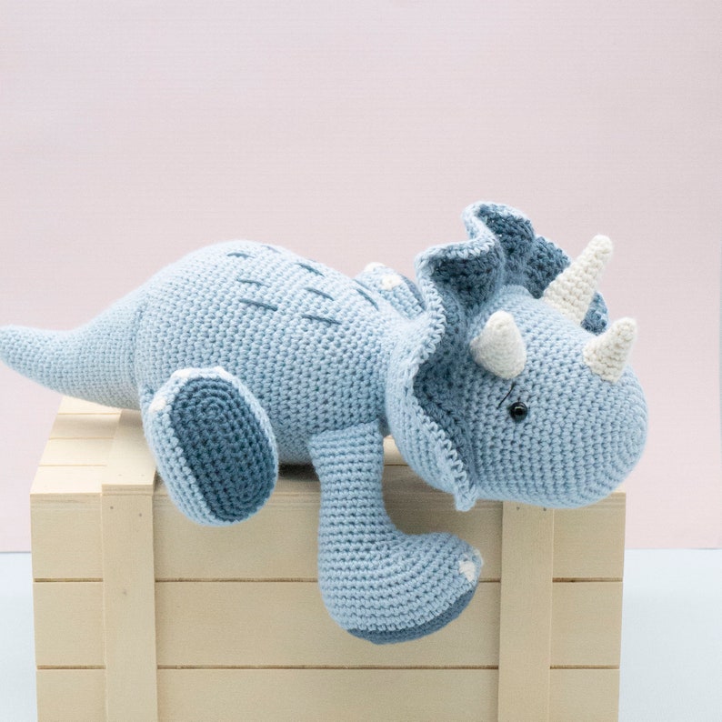 Amigurumi crochet pattern Sumo the triceratops dinosaur ENGLISH ONLY image 6