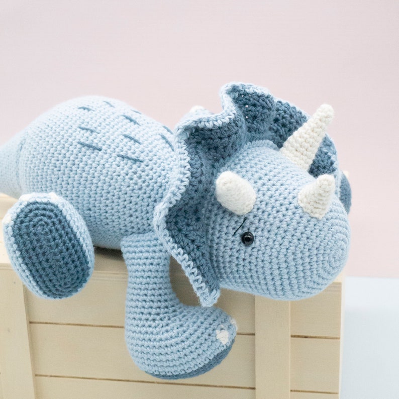 Amigurumi crochet pattern Sumo the triceratops dinosaur ENGLISH ONLY image 8