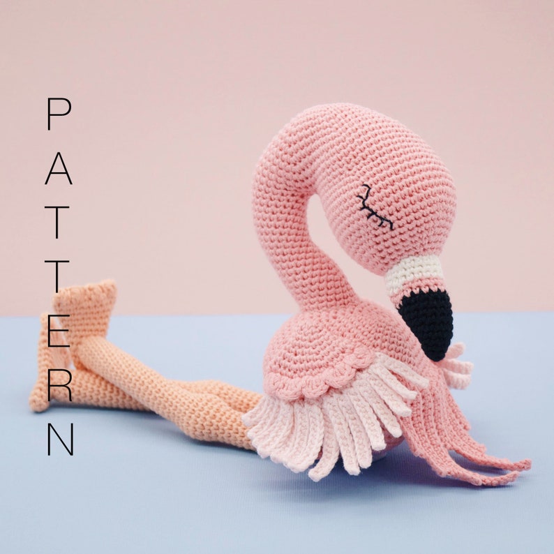 Amigurumi crochet pattern Flo the flamingo bird ENGLISH ONLY image 1
