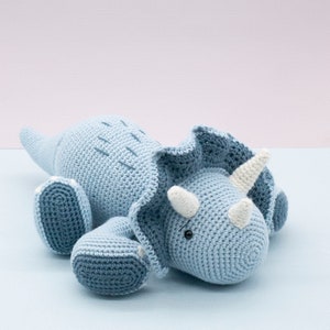 Amigurumi crochet pattern Sumo the triceratops dinosaur ENGLISH ONLY image 10