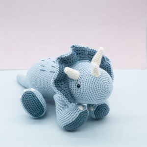 Amigurumi crochet pattern Sumo the triceratops dinosaur ENGLISH ONLY image 3