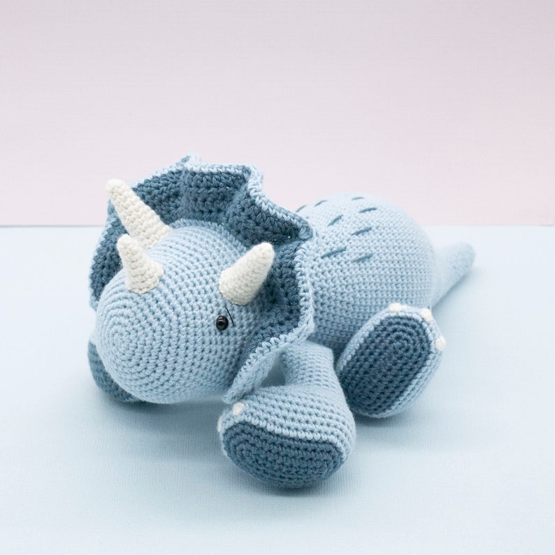 Amigurumi crochet pattern Sumo the triceratops dinosaur ENGLISH ONLY image 4