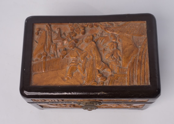 Chinese Hand Carved Wooden Jewellery/Trinket Box - image 9